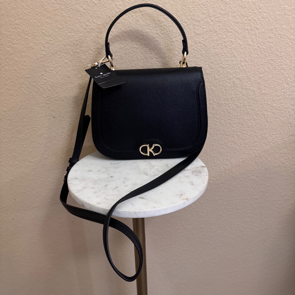 Women KATE SPADE Timeless Classic Effortless black pebbled leather crossbody bag